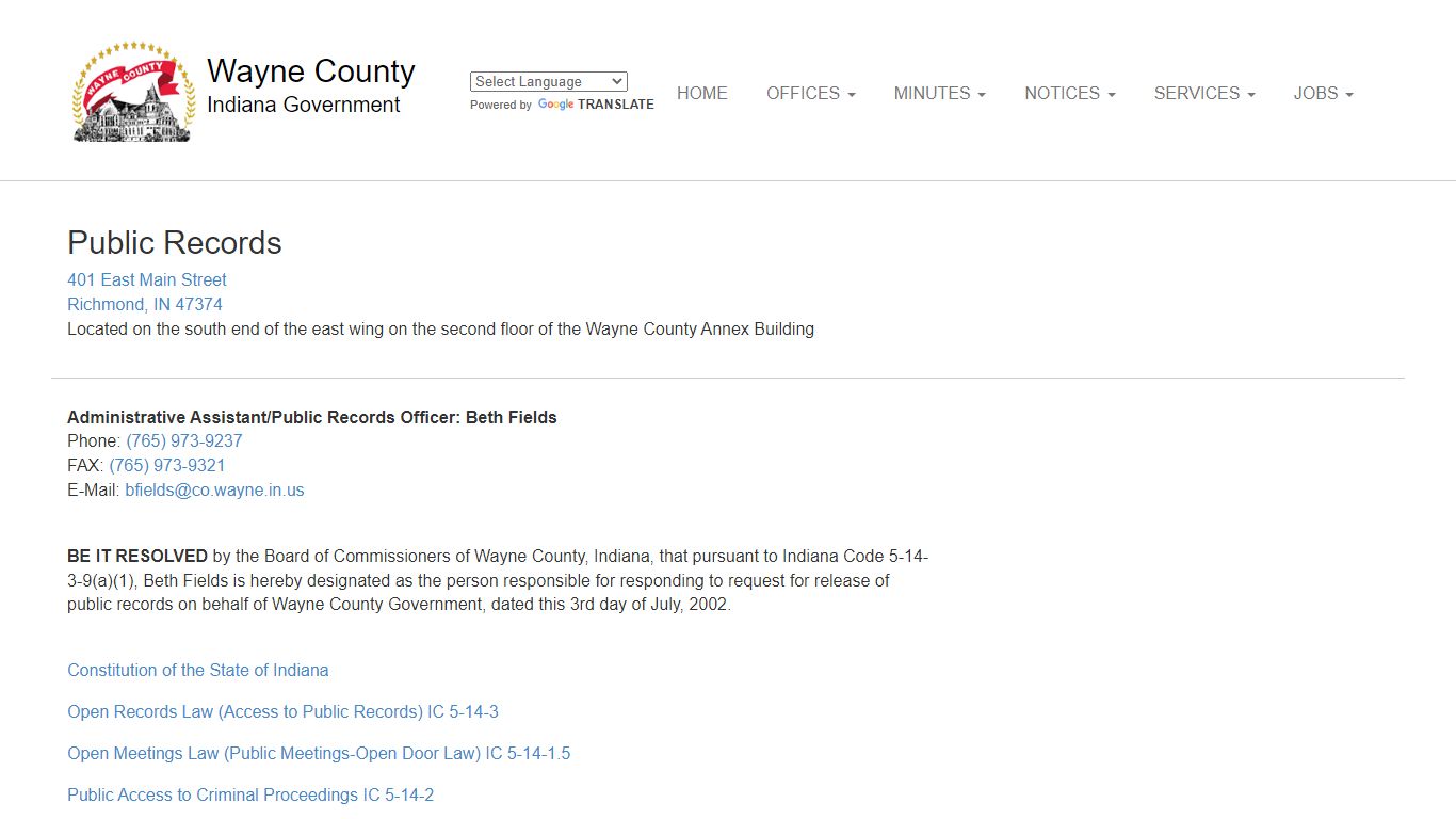 Wayne County Public Record Requests - Wayne County Indiana Government